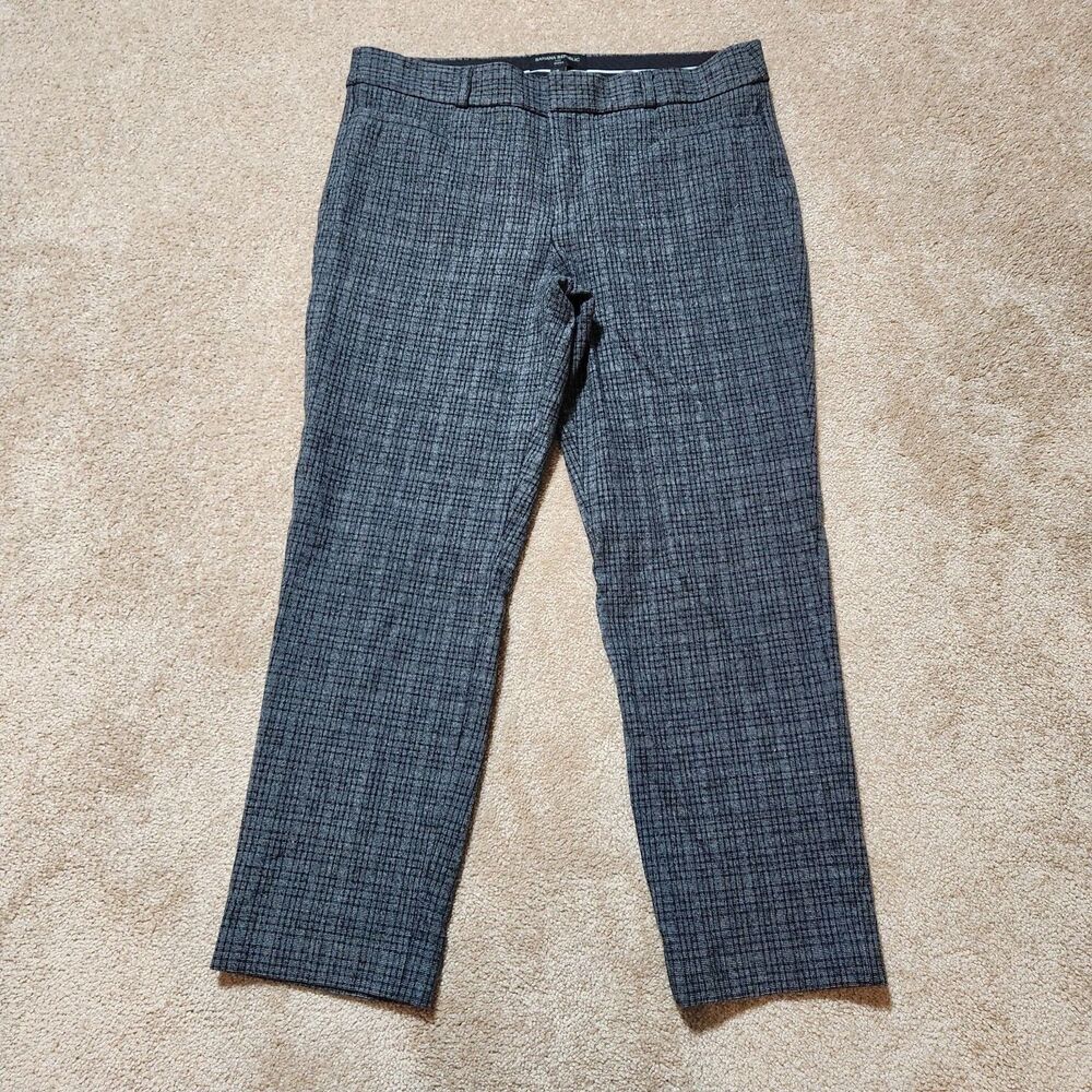 Banana Republic Pants Women 8 Gray Plaid Mid Rise Straight Leg Sloan Fits